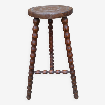 Vintage turned wooden harness or stool from the 1950s