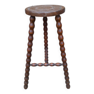 Sellette ou tabouret en bois tourné vintage année 50