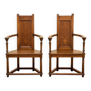 Paire de fauteuils style - marqueterie
