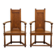 Paire de fauteuils style Renaissance en noyer et marqueterie