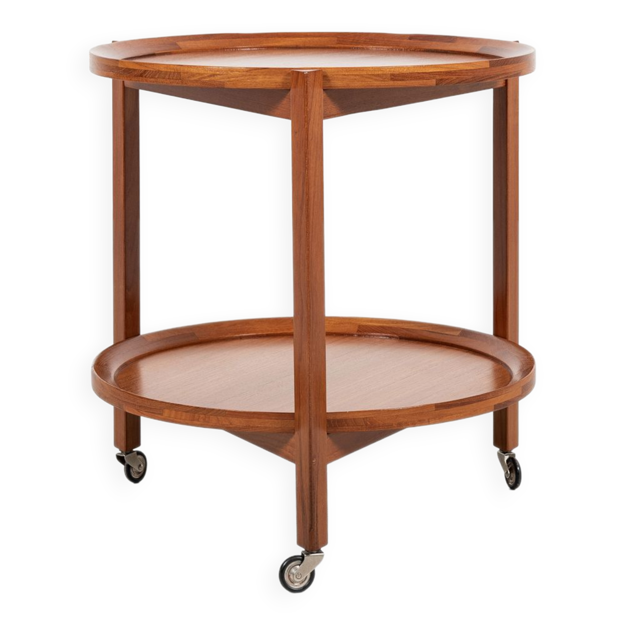 Midcentury danish trolley with 2 serving trays in teak 1960s