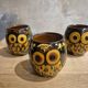 Vintage ceramic owl service signed Reber, 1960