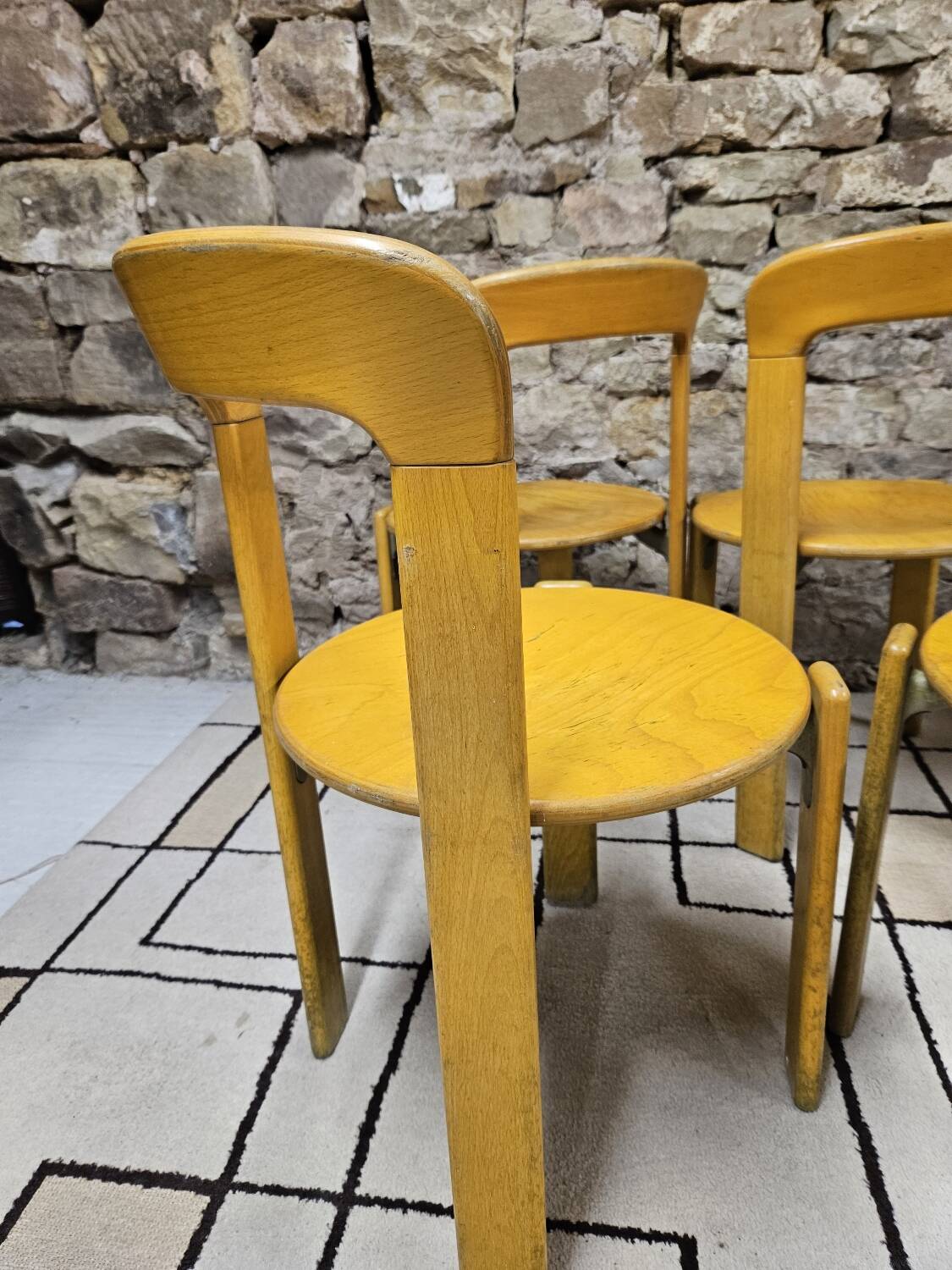 Lot of vintage bruno rey 1970" chairs