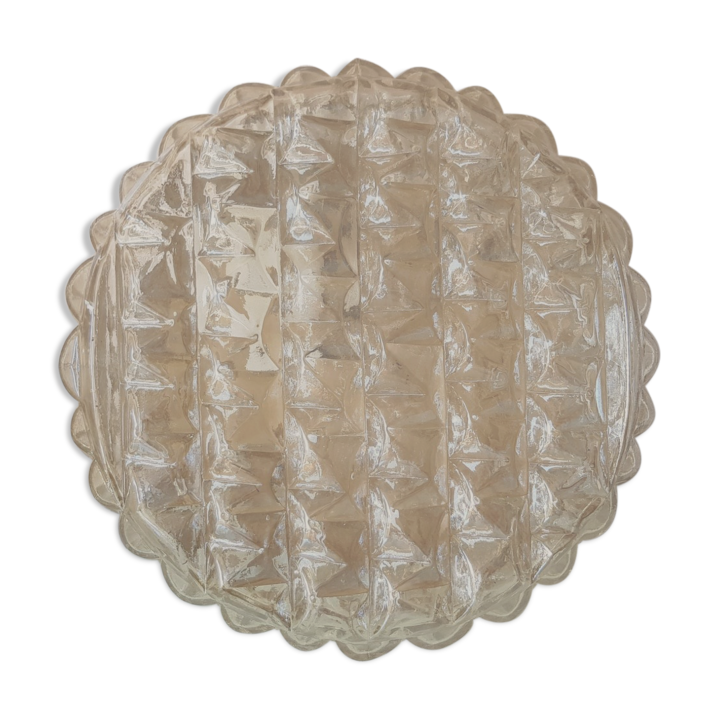 Golden glass ceiling lamp from the 1960s