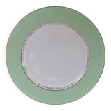 Round plate with aqua green rim and golden frieze, Cafés Lemaire.