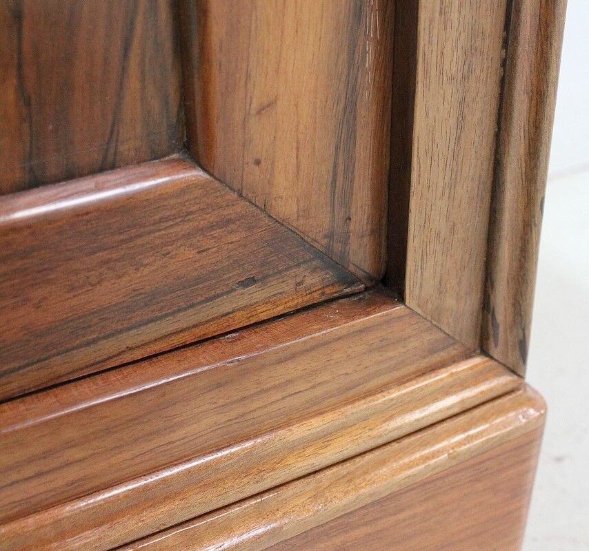 Bedside table in solid walnut with Marble Ste Anne, 1900