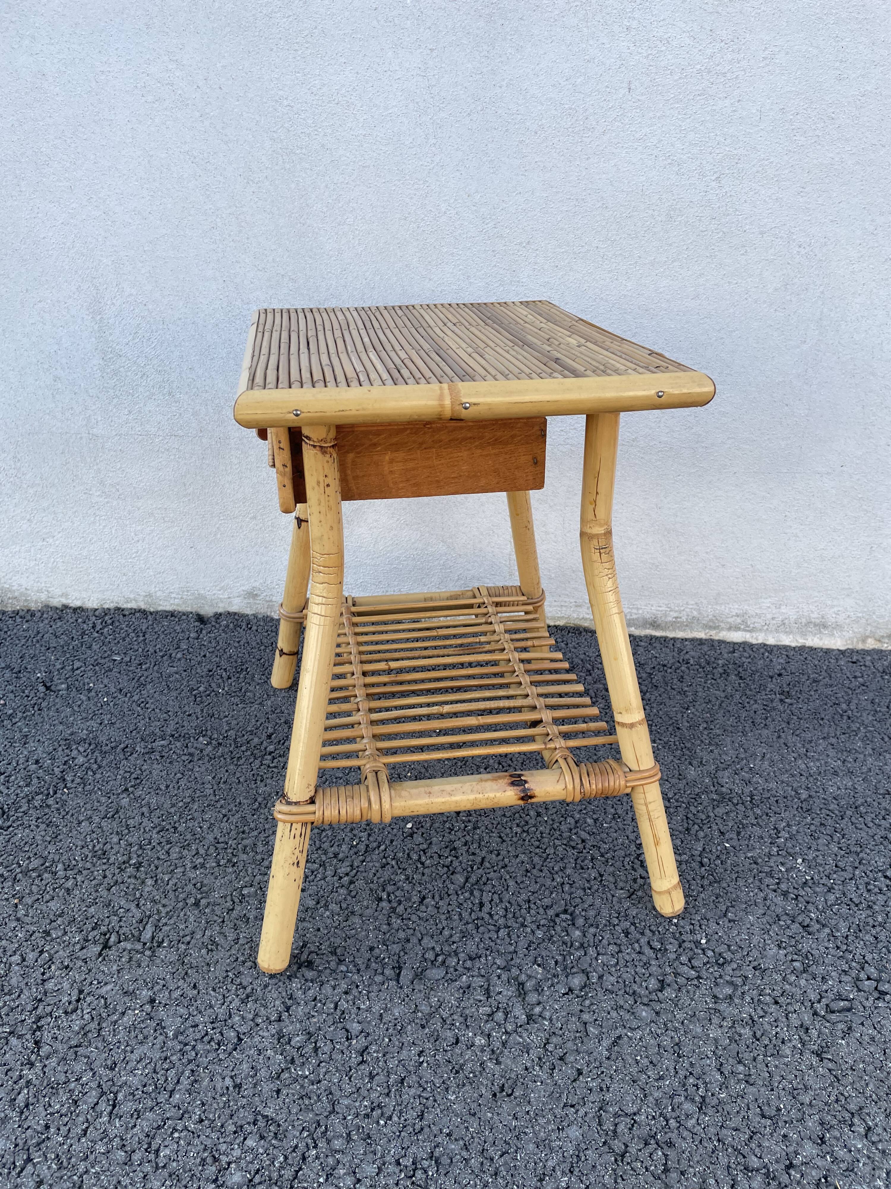 Rattan bedside and bamboo