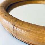 Round rattan mirror