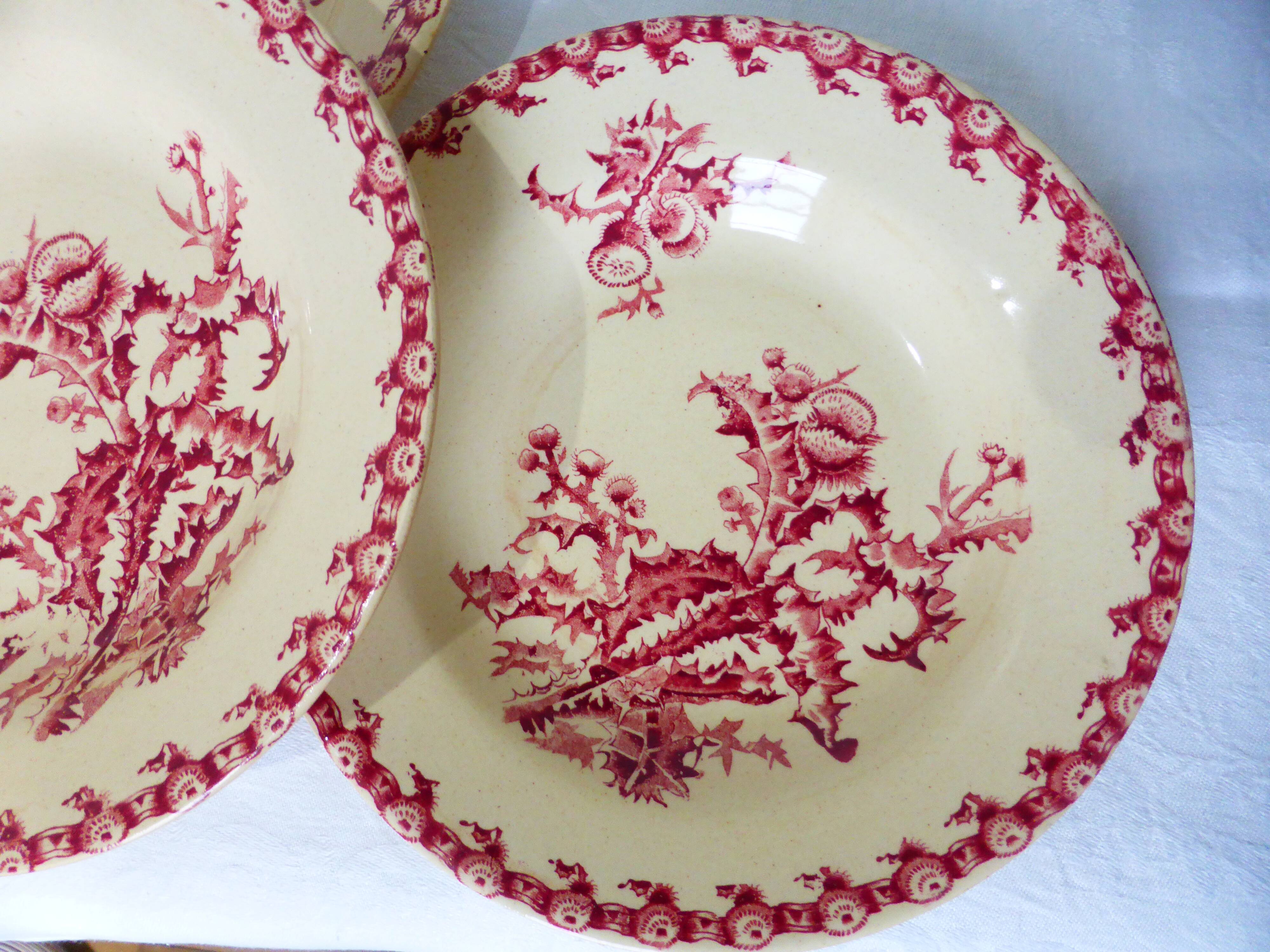 4 vintage hollow plates from gien model thistles 211256