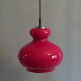 Red glass pendant lamp Peill & Putzler, Germany 1960-1970
