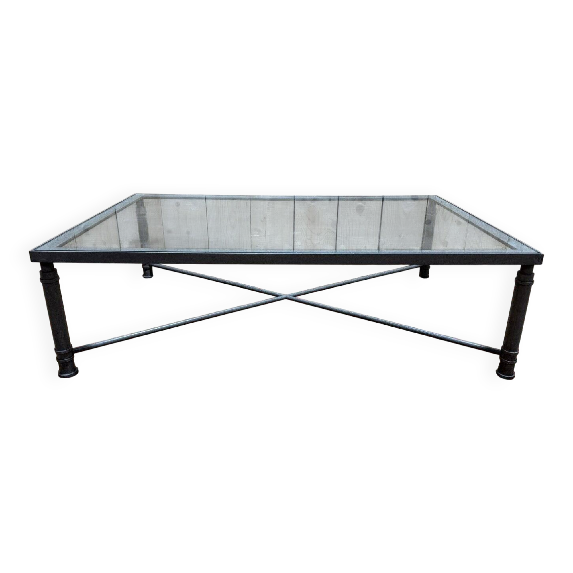Table basse en fer et verre 1980