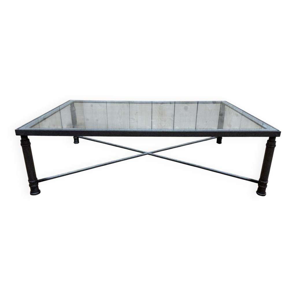Table basse en fer et verre 1980 | Selency