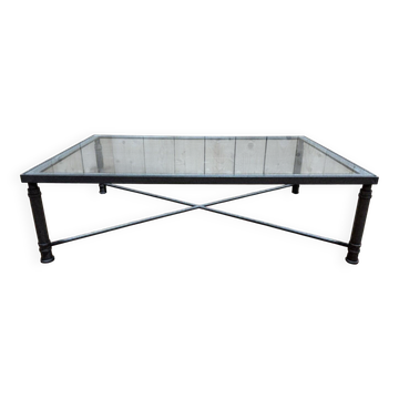 Table basse en fer et verre 1980