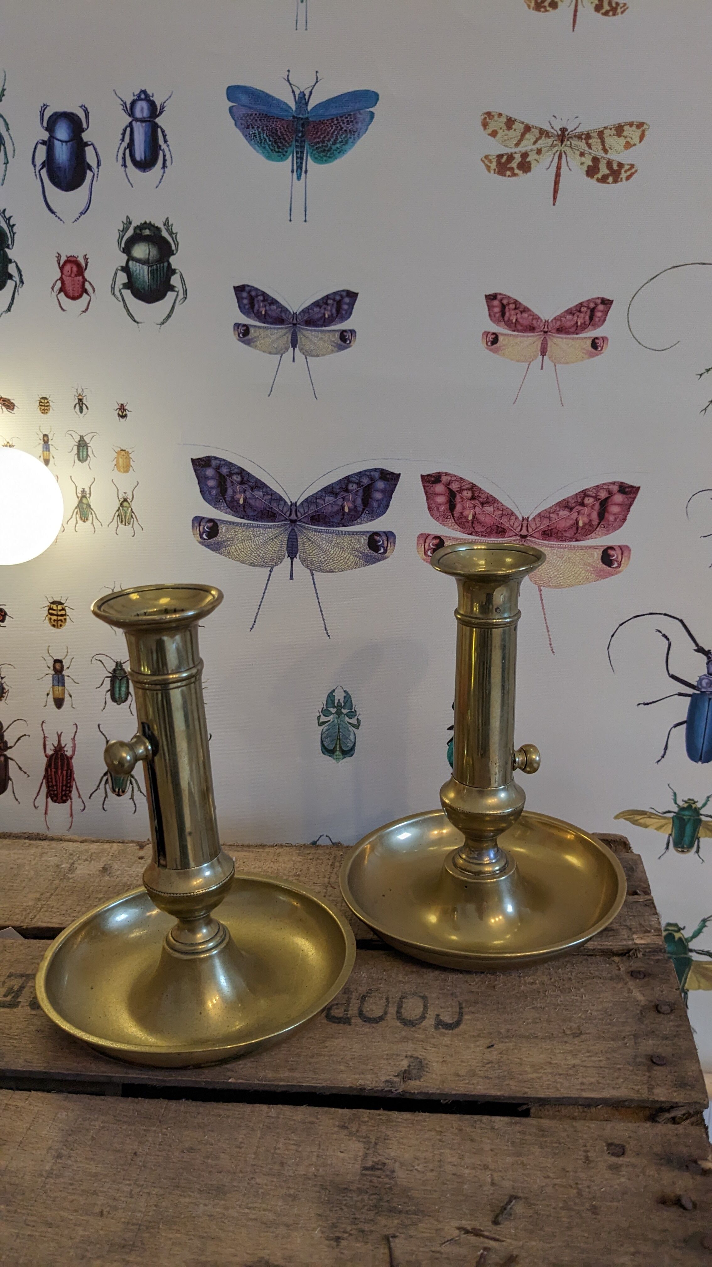 Vintage candlesticks with gilded brass pushers