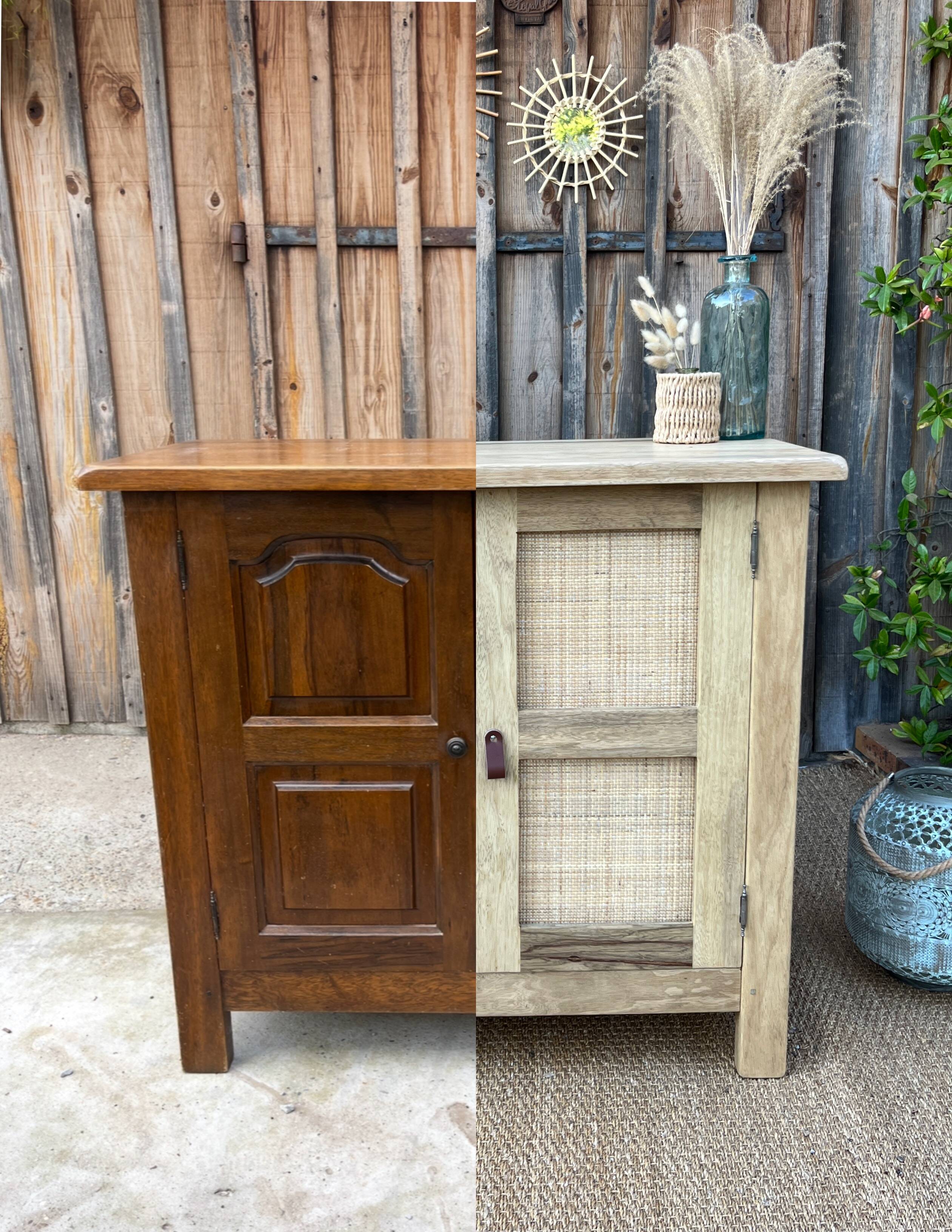 Solid wood and cane sideboard