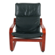 Vintage Scandinavian POÄNG armchair in black leather – IKEA, 1980s