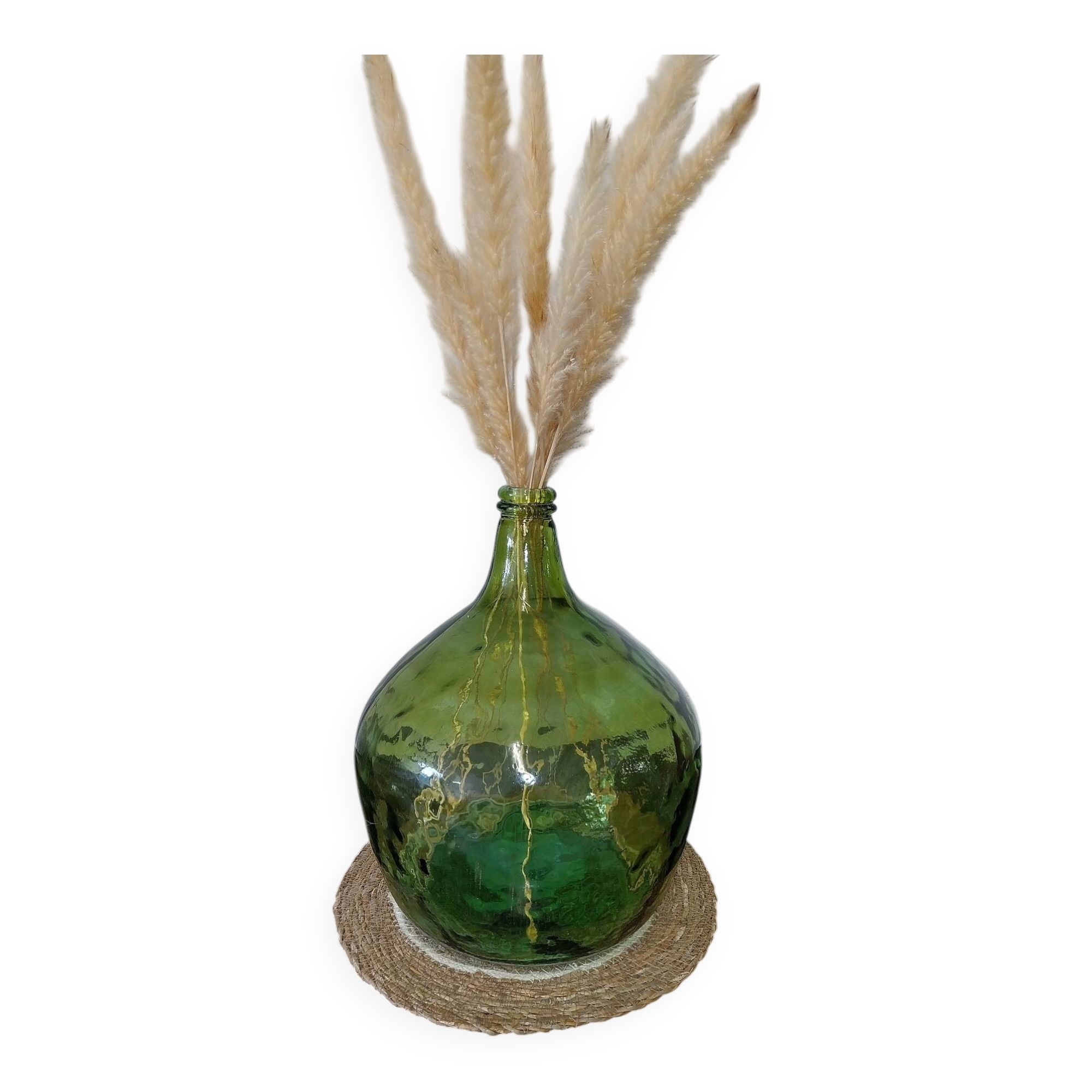 Dame Jeanne grand modèle en verre verte