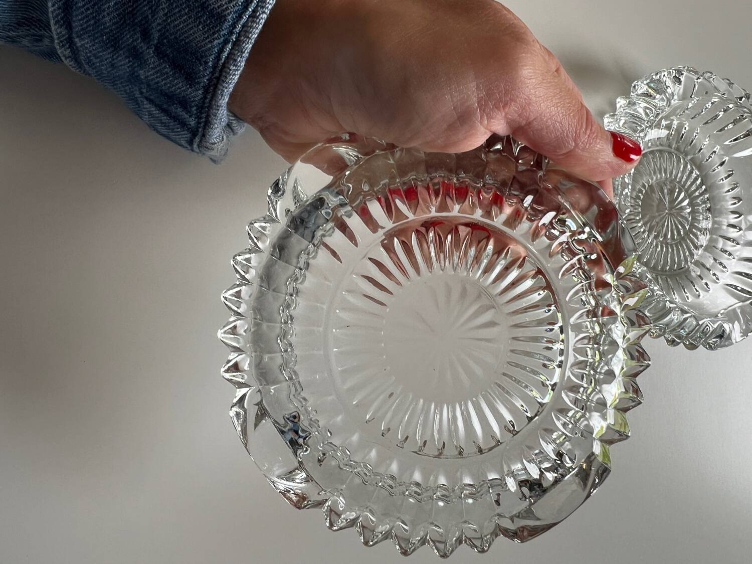 Two French crystal ashtrays