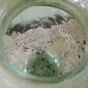 Large heart-shaped vase - glass & resin ribbed applications