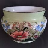 Hand-painted opaline vase, abstract floral patterns