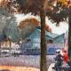 Watercolor on paper, Cours Saint-Pierre in Nantes, by Marcel Guérin