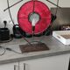 Brutalist metal and red lamp
