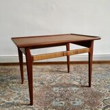 Scandinavian coffee table 60's teak and wicker
