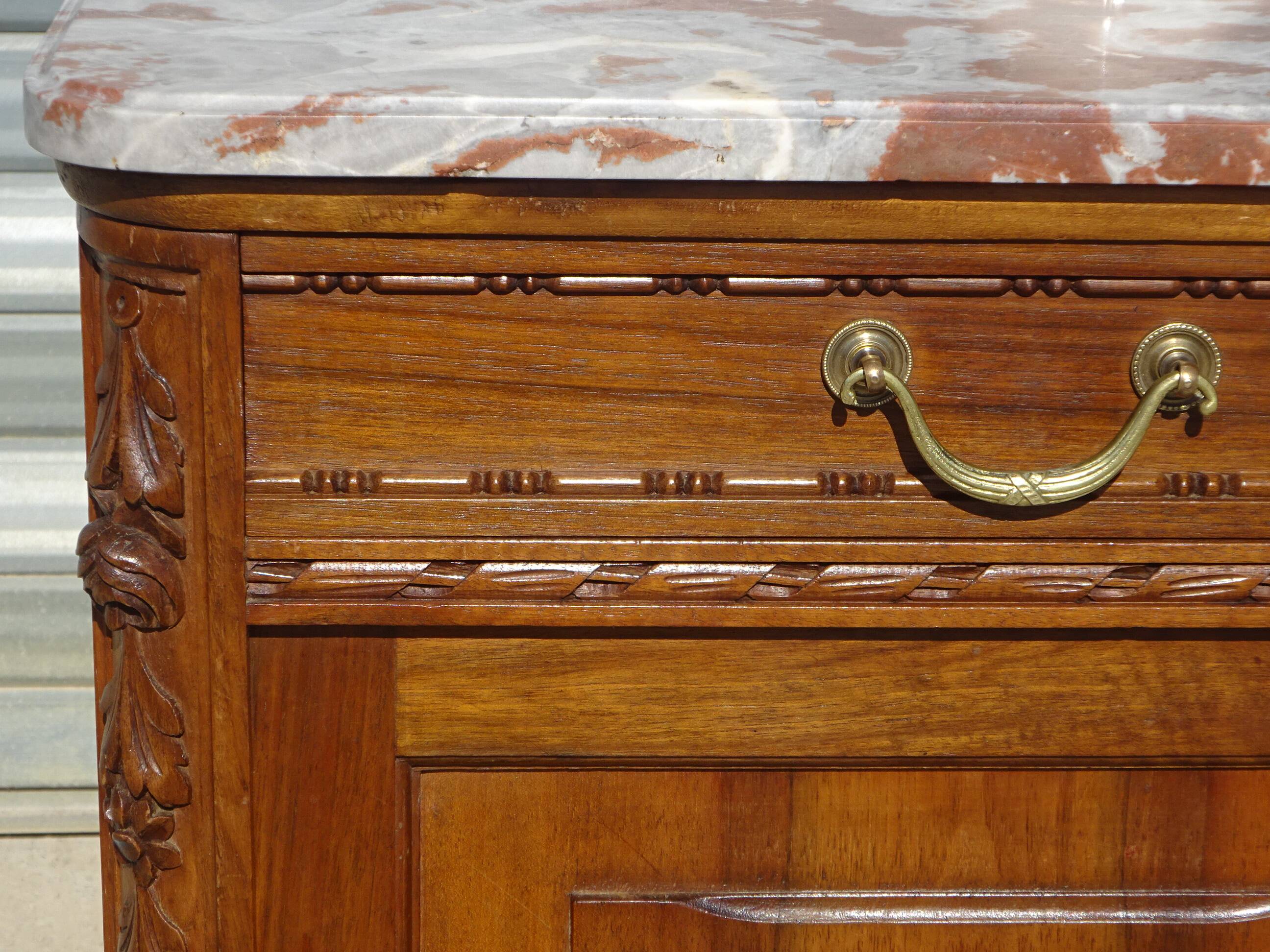 Art Deco walnut sideboard with marble top