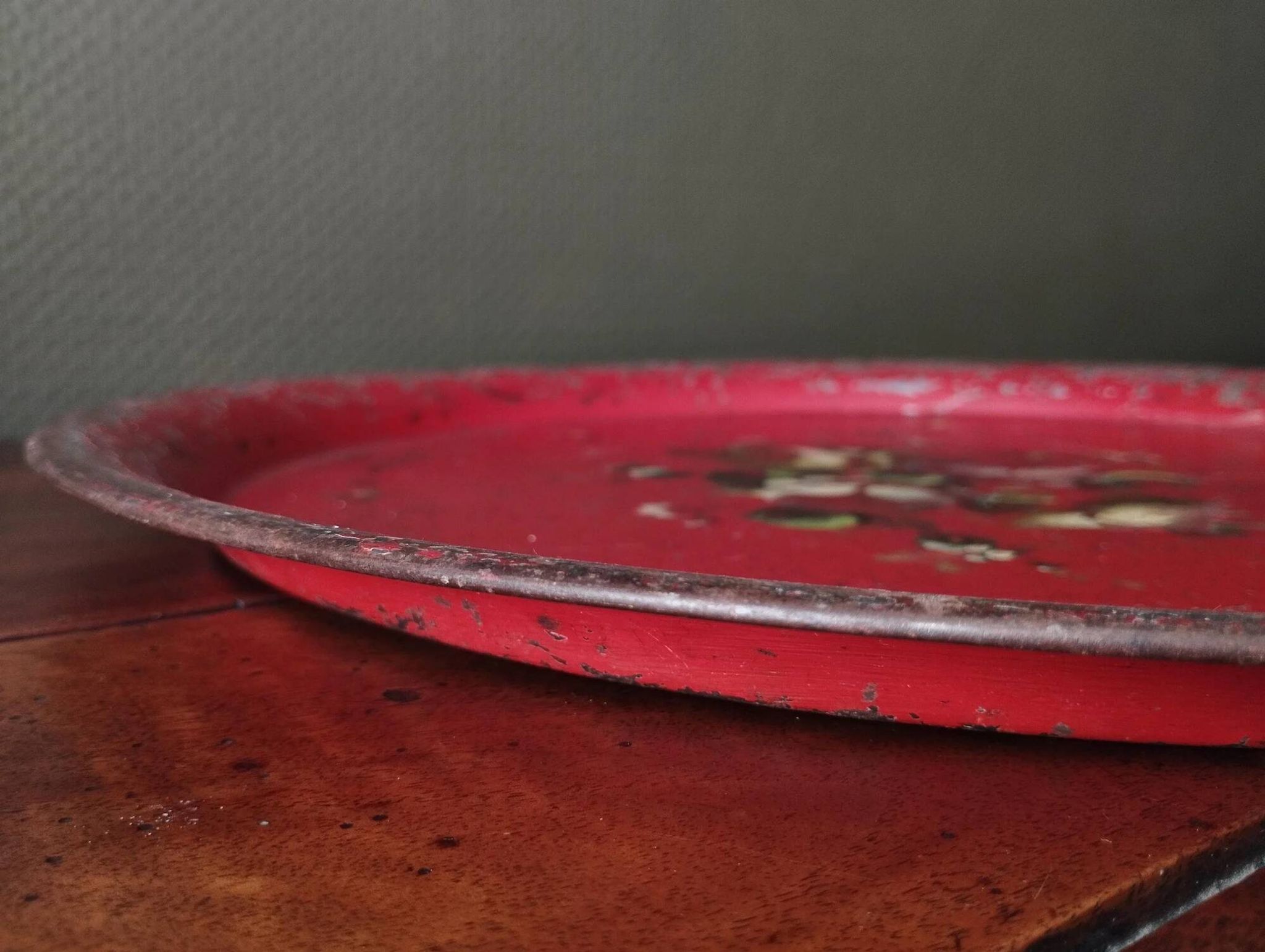 Very large Napoleon III tray in painted tin
