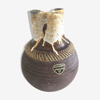 Vase Accolay en céramique pincé vintage