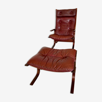 Vintage norwegian leather Siesta chair & ottoman by Ingmar Relling