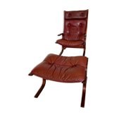 Vintage norwegian leather Siesta chair & ottoman by Ingmar Relling