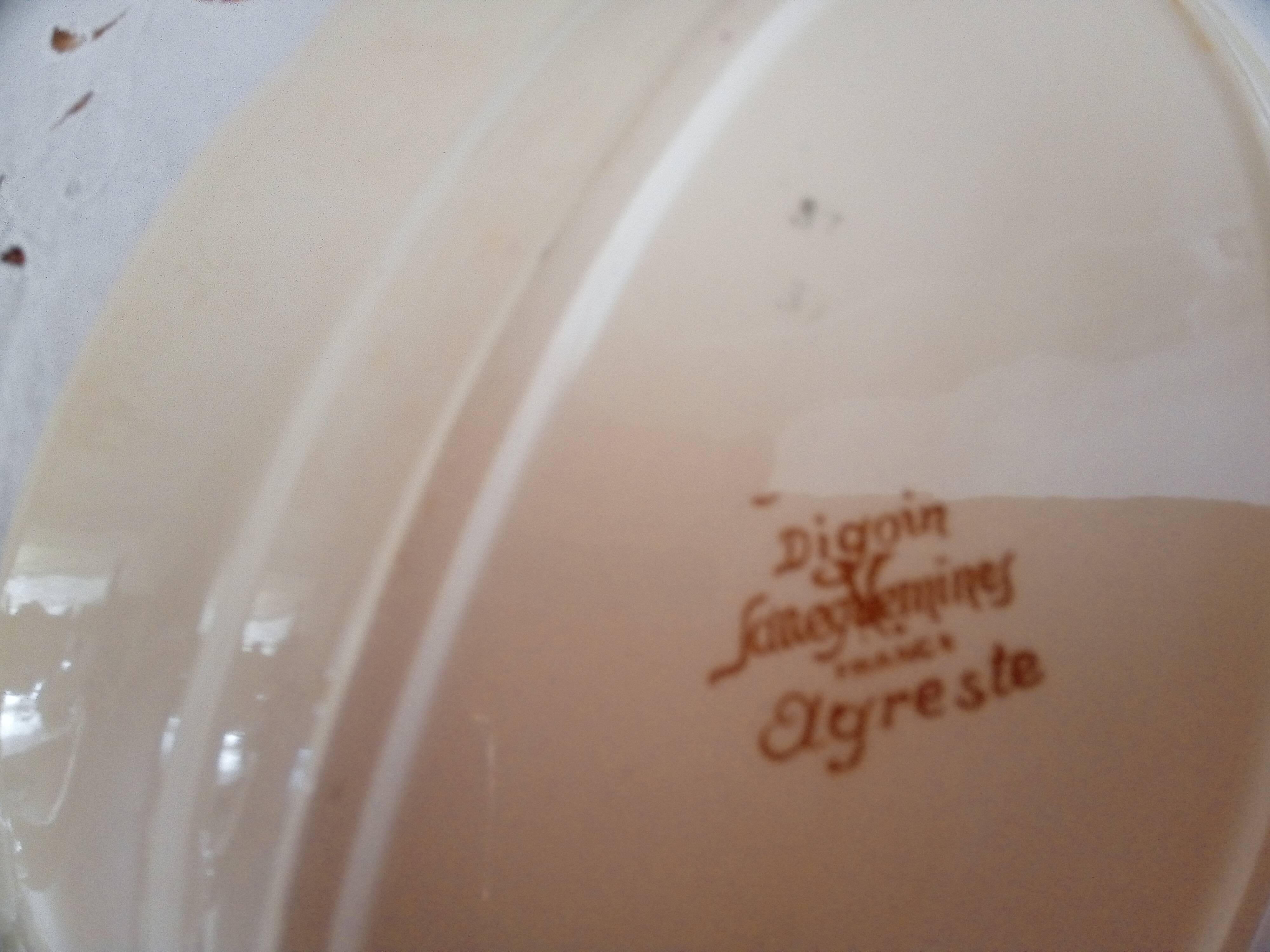Oval dish, ravine Digoin Sarreguemines model Agreste deep red edar floral decoration