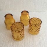 4 amber pineapple glasses, vintage