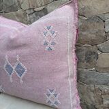 Handmade Moroccan silk cushion cover, cactus pattern