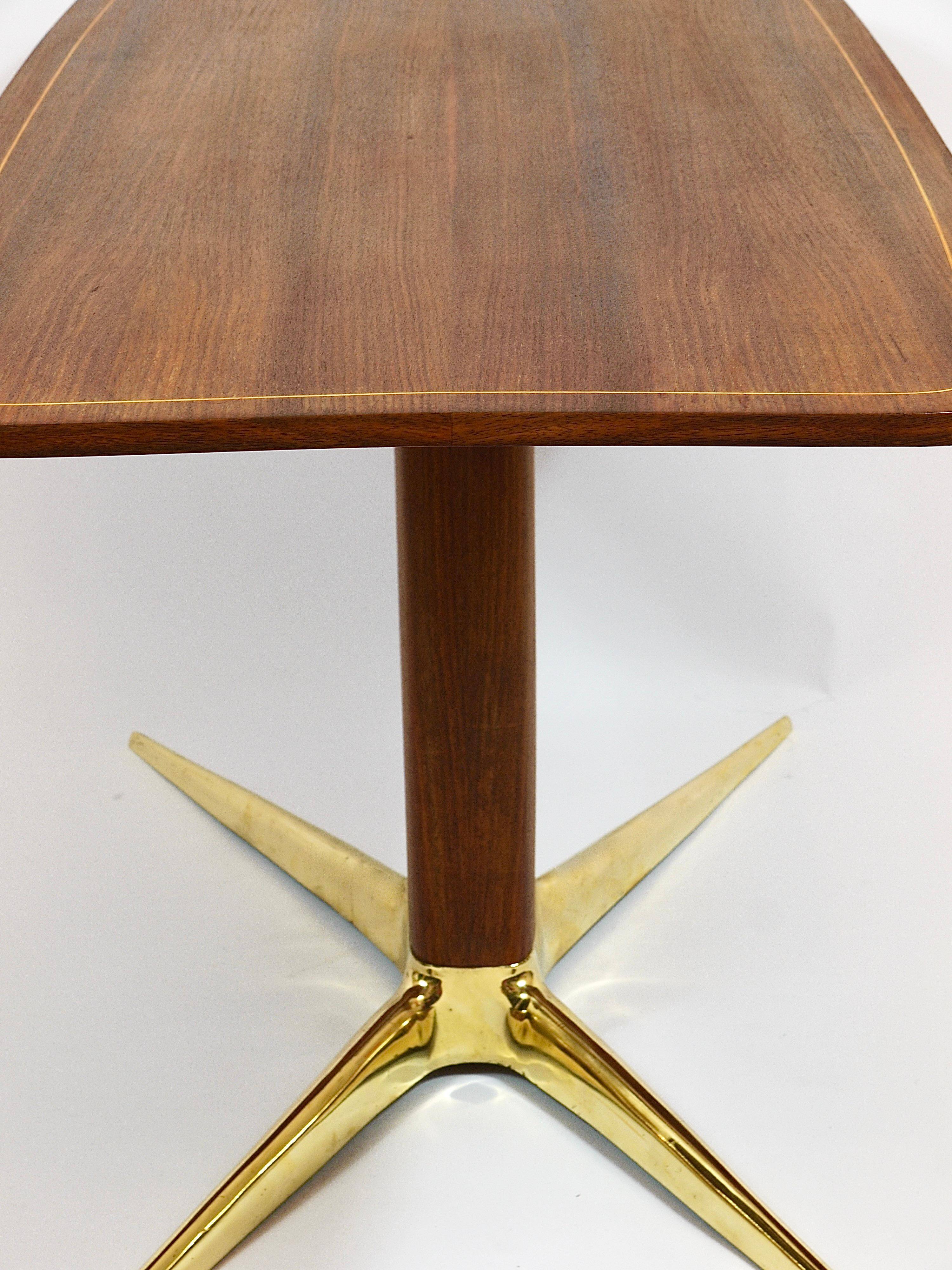 Oswald Haerdtl x Hagenauer Vienna coffee table in brass and walnut, Austria, 1950s