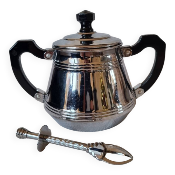 Sucrier et pince métal et bakelite