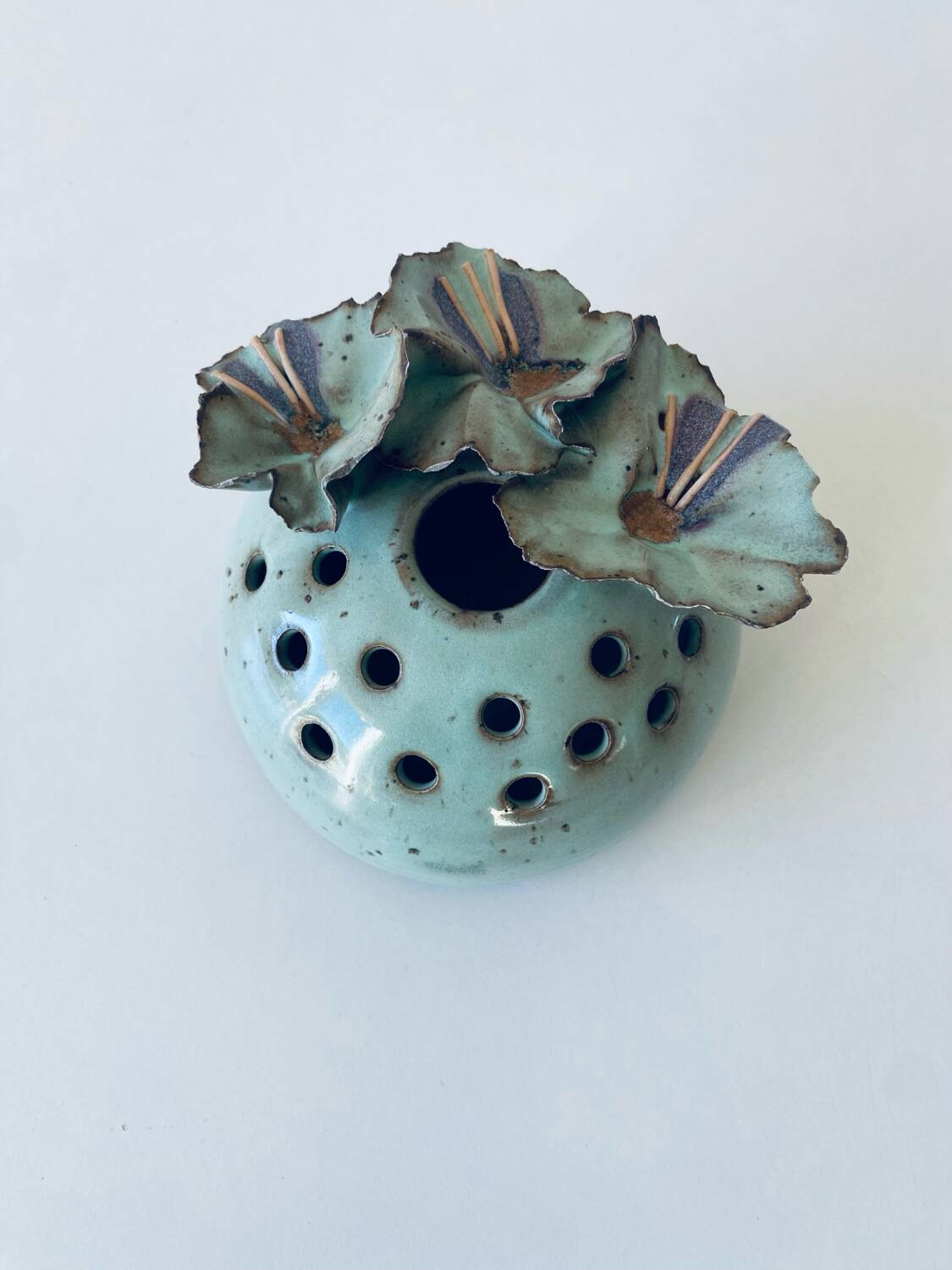 Signed stoneware flower vase