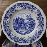 5 vintage Sarreguemines hollow plates, Castle model