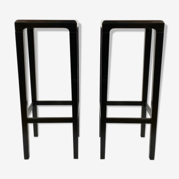 Pair of high stools in solid wood (Wengé)