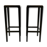 Pair of high stools in solid wood (Wengé)