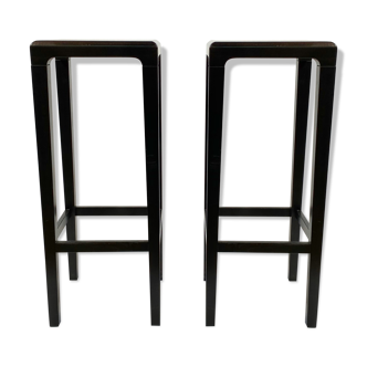 Pair of high stools in solid wood (Wengé)