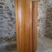Large French folding screen in pine, room divider, 1950s, attributed to Baumann.