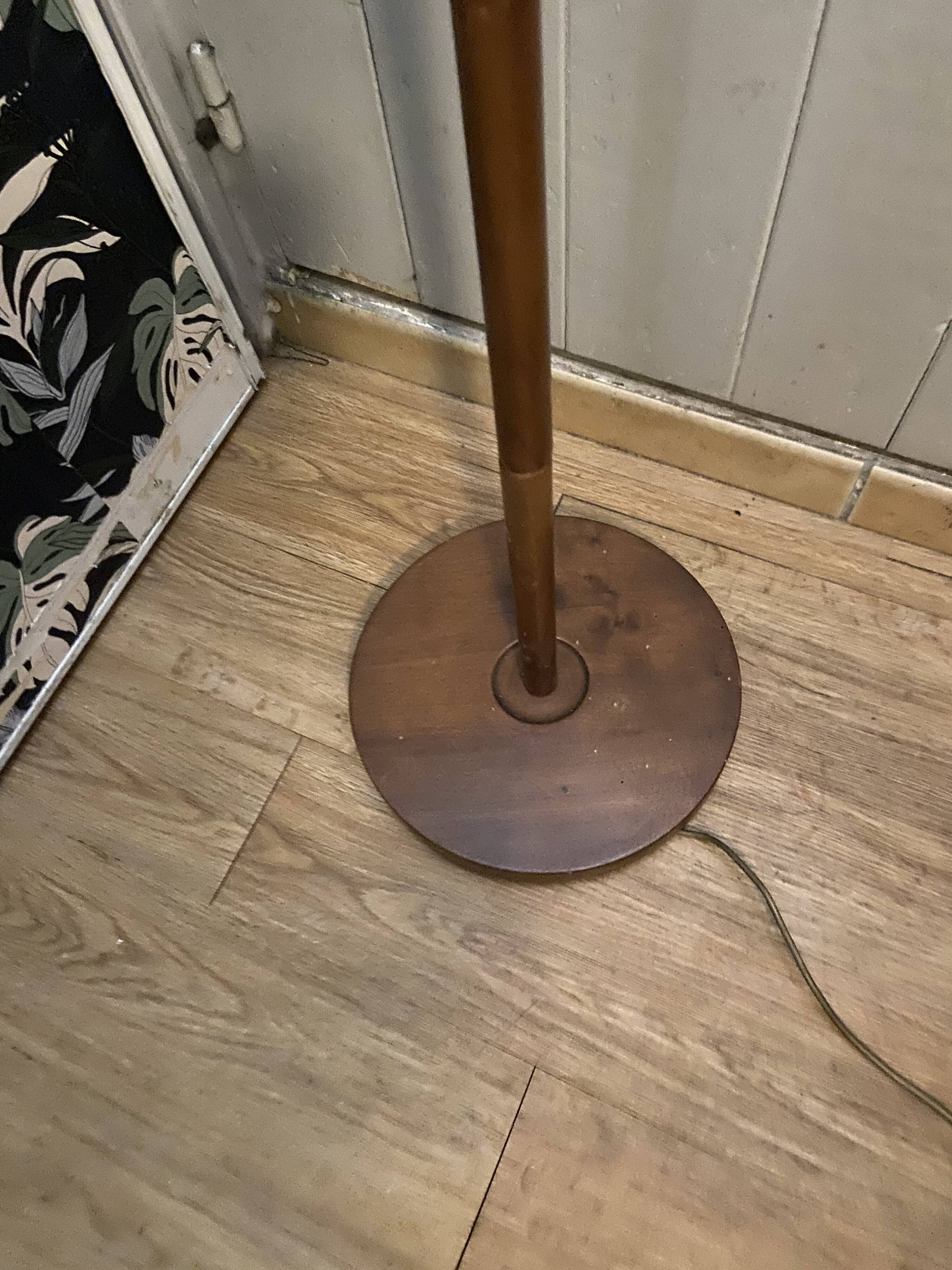 Wood and brass floor lamp 60s