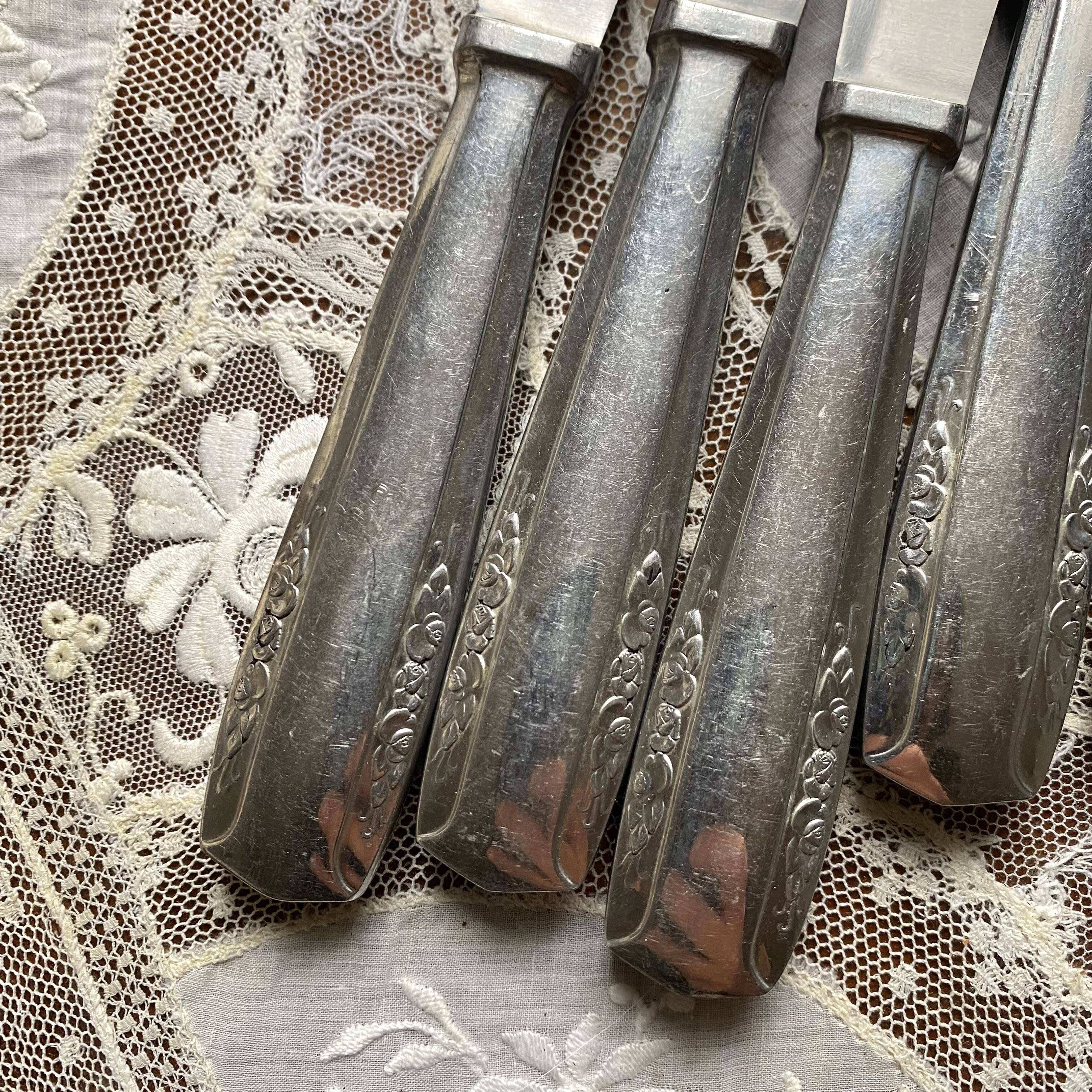 Silver-plated knives with stainless steel blades, Vego brand, 1950s