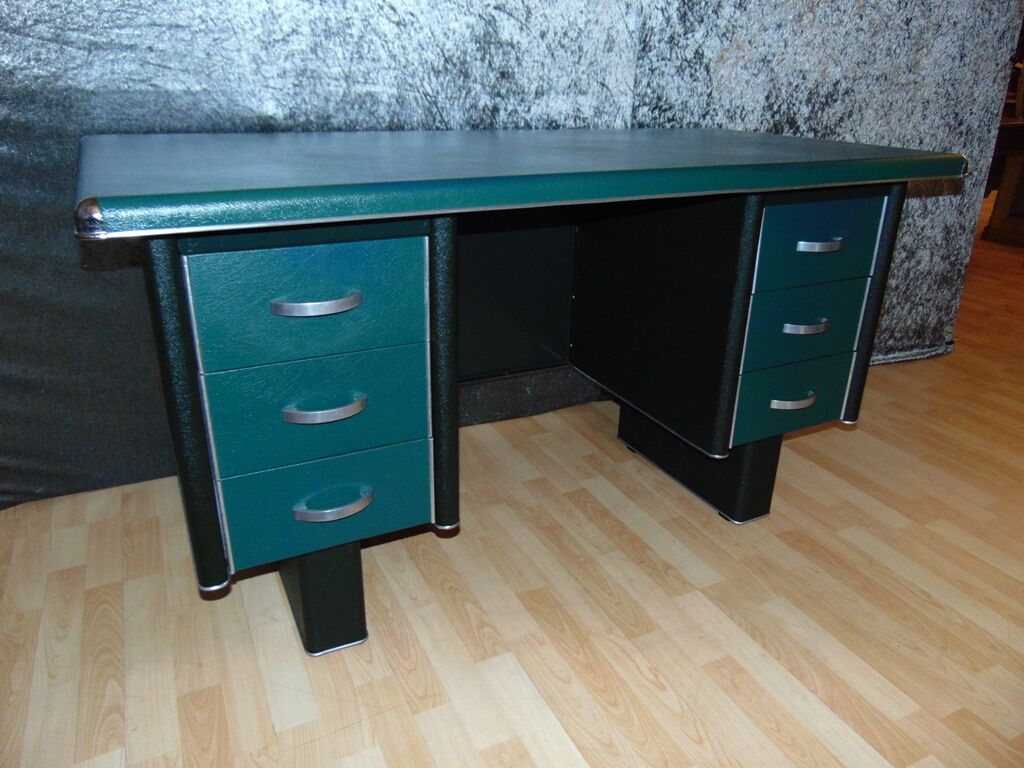 Office Industrial Metal covered of Skai green, 1950s