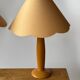 2 vintage wooden and fabric bedside lamps
