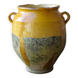 Grand pot à confit ancien français à glaçure jaune