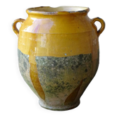 Grand pot à confit ancien français à glaçure jaune