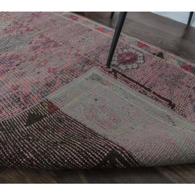 Vintage natural Turkish hand-knotted runner 86x350
